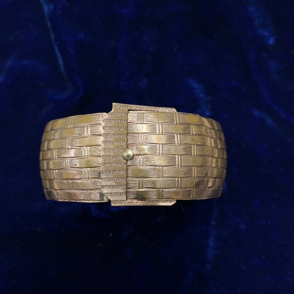 Jewelry - Vintage Art Deco Copper Working Buckle Bracelet w/Basket Weave Design - unmarked